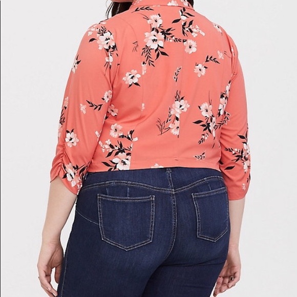 Torrid coral floral crepe blazer - Picture 3 of 5